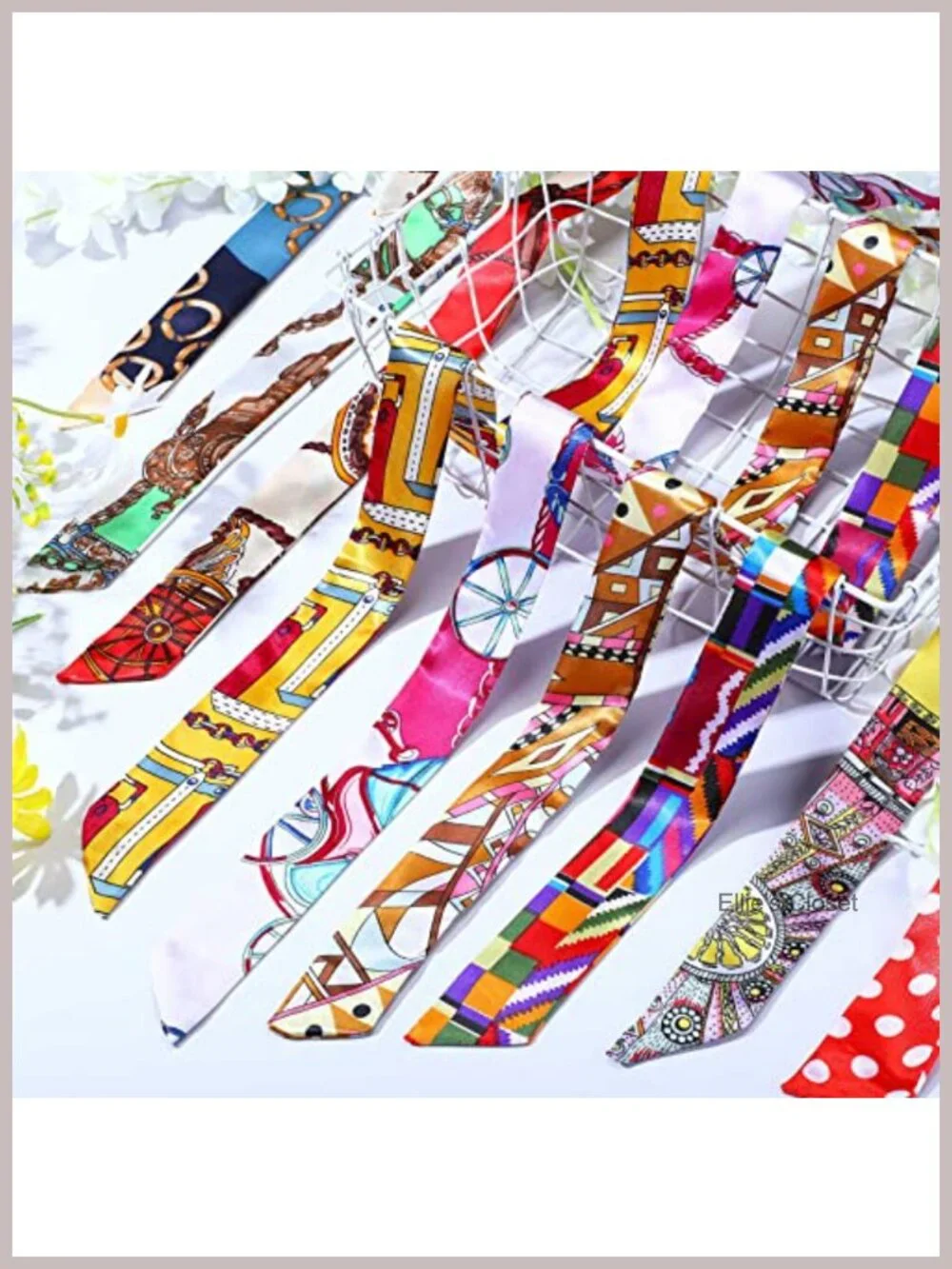 60 Pack Satin Polyester Multi-pattern Handbag Head Scarves Hair Ribbon Neck